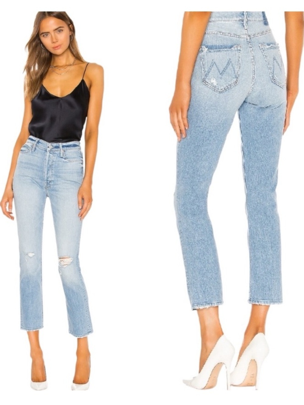 MOTHER Superior Dazzler High Rise Slim Straight  Jeans Buttonfly Ankle Size 29